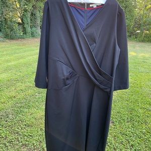 Boden Ponte Faux Wrap Dress 3/4 Sleeves